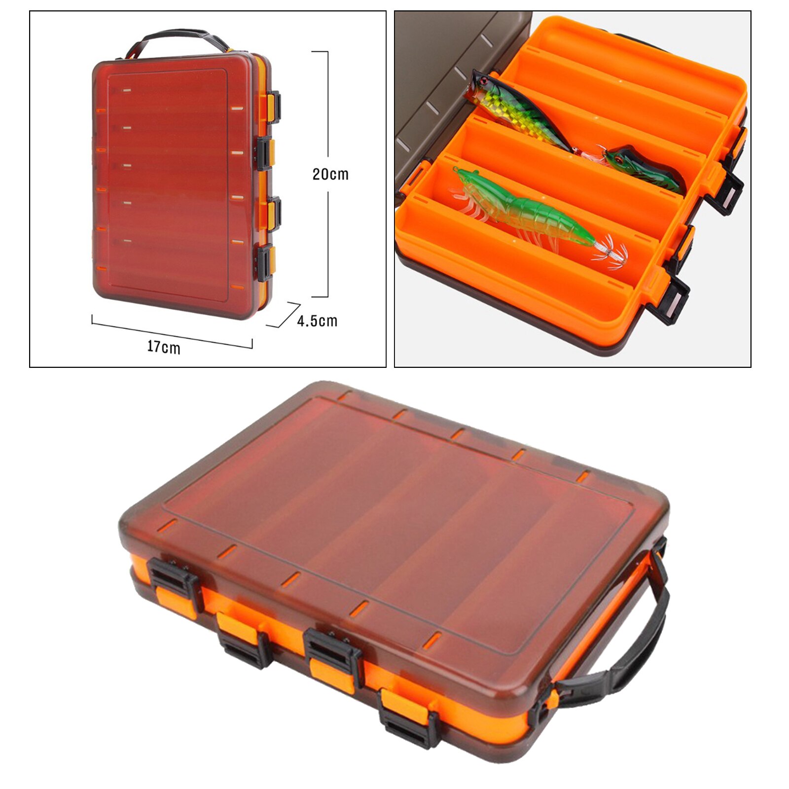 Scatola per attrezzatura da pesca scatola per organizzazione portatile a doppia faccia per esche artificiali: Orange