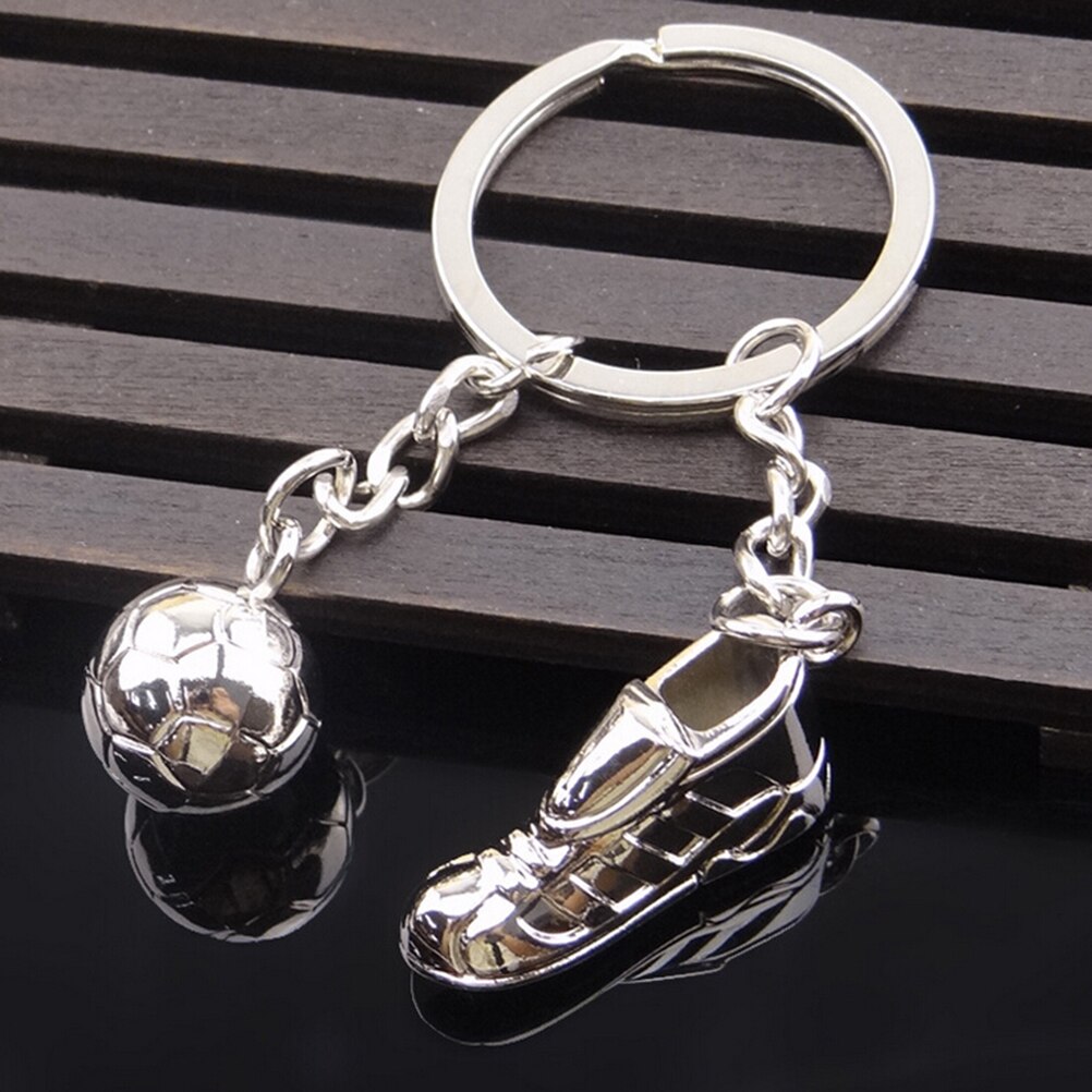 Unikke fodboldsko fodboldbold nøgleringe ring rustfrit stål metal legetøj nøglering 30mm * 25mm * 6mm