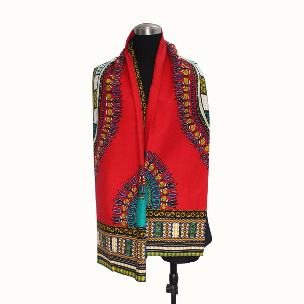 Mr hunkle vinter overdimensioneret plaid afrikansk print unisex bomulds wrap dashiki tørklæde: Rød