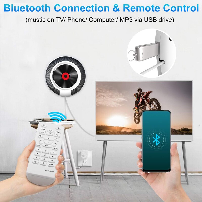 Tragbarer CD Player Bluetooth, Qoosea Wandmontierbar Eingebaute HiFi-Lautsprecher für Kinder, Music Player Heim-Audio-Boombox mit Fernbedienung Licht & Staubschutz FM Radio MP3 Kopfhöreranschluss Tragbarer CD Player Bluetooth, Qoosea Wandmontierbar Eingebaute HiFi-Lautsprecher für Kinder, Music Player Heim-Audio-Boombox mit Fernbedienung Licht & Staubschutz FM Radio MP3 Kopfhöreranschluss