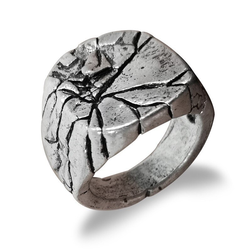 Punk Square Fracture Ring Men Silvery Jewelry Vintage Rings For Mens Hip Hop Rock Ring Accessories Women Rings Female: 8