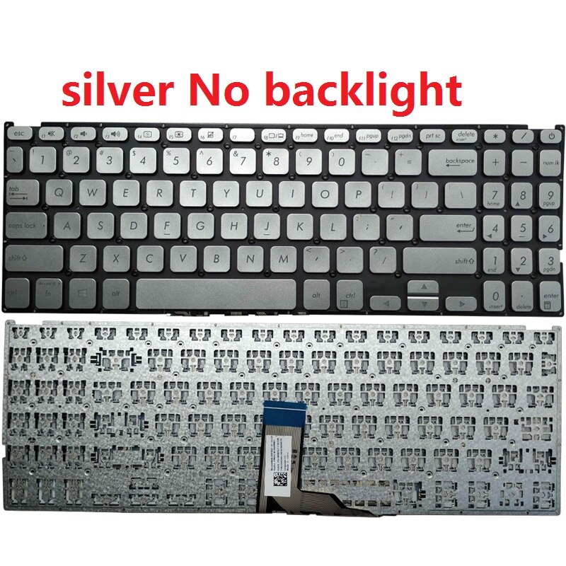 US laptop Keyboard for ASUS Vivobook X512 X512D X512FA X512DA X512UA X512UB F512DA F512DA-WH31 F512FA F512FA-AB34 F512UA X509J: silver NO backlit