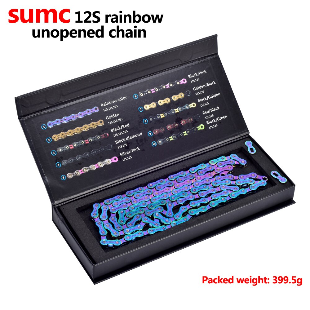 Sumc mtb rainbow chain mountainbike racefiets vouwfiets 9 10 11 12 speed ketting compatibel met shimano, sram tandwiel