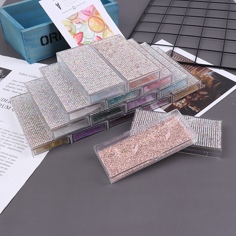1pcs Popular 3D False Eyelashes Packaging Empty Lash Case Bling Glitter Eyelash Pull Box Diamond False Eyelash Packaging Box