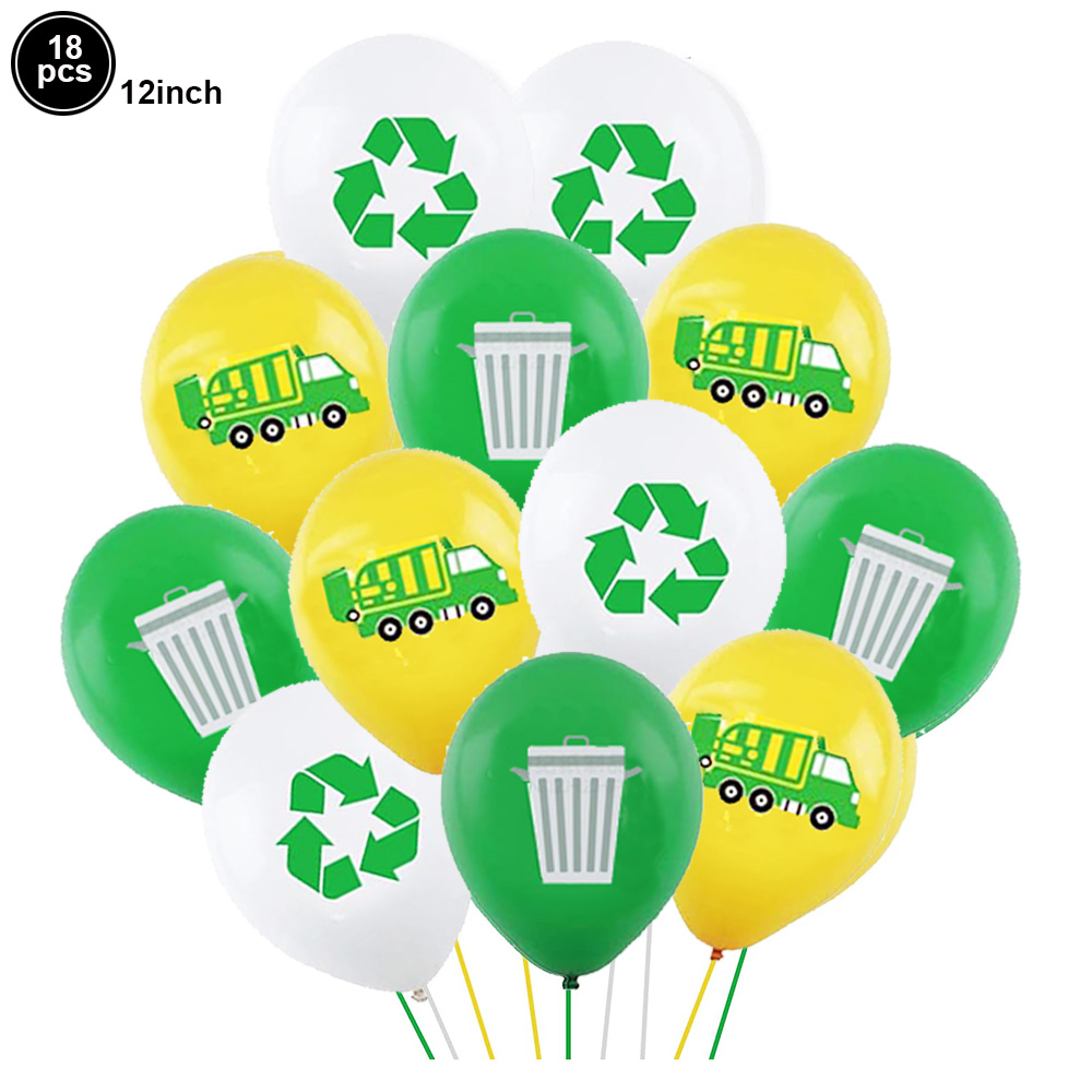 Garbage Truck Birthday Banner Trash Truck Party Supplies Waste Management Recycling Decorations Engineering Car Party Supplies: Light Grey