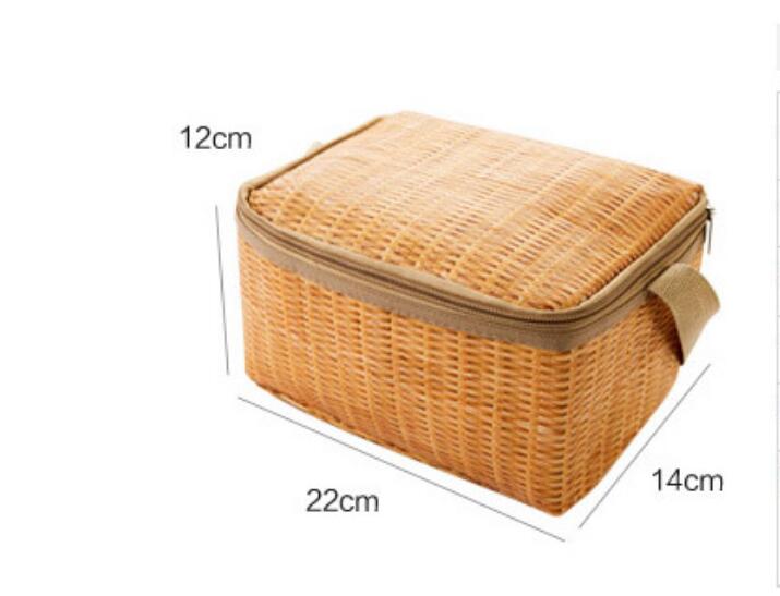 1 pieza impermeable portátil de imitación de ratán fiambrera más gruesa lona aislada plegable cesta térmica de almacenamiento de alimentos