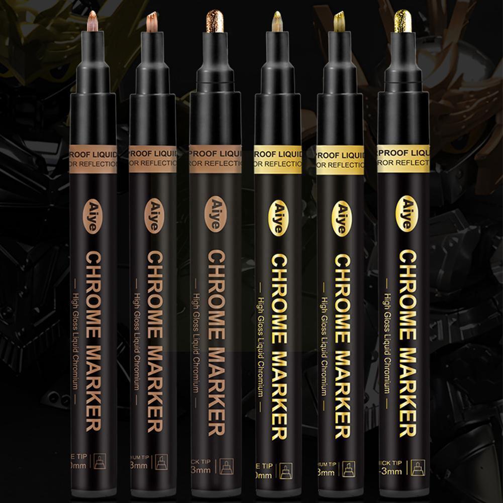 Marqueur de peinture miroir doré, finition miroir métallique, fournitures d'eau, stylo résistant aux Uv, artisanat Ne A8f5