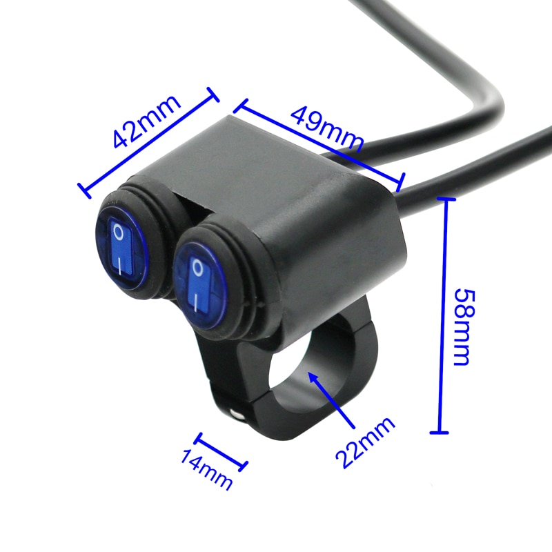 MoFlyeer Motorcycle Handlebar Switch 2 Control Button Motorbike 22mm 7/8" Bar Refit Switches ON/OFF Indicator