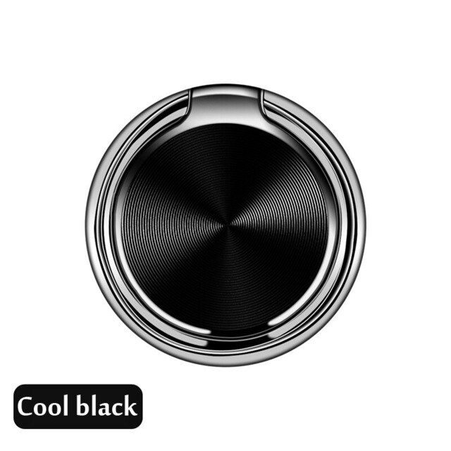 Luxury metal Mobile Phone Socket Holder Universal 360 Degree Rotation Finger Ring Holder Magnetic Car Bracket Stand Accessories: whorl Black