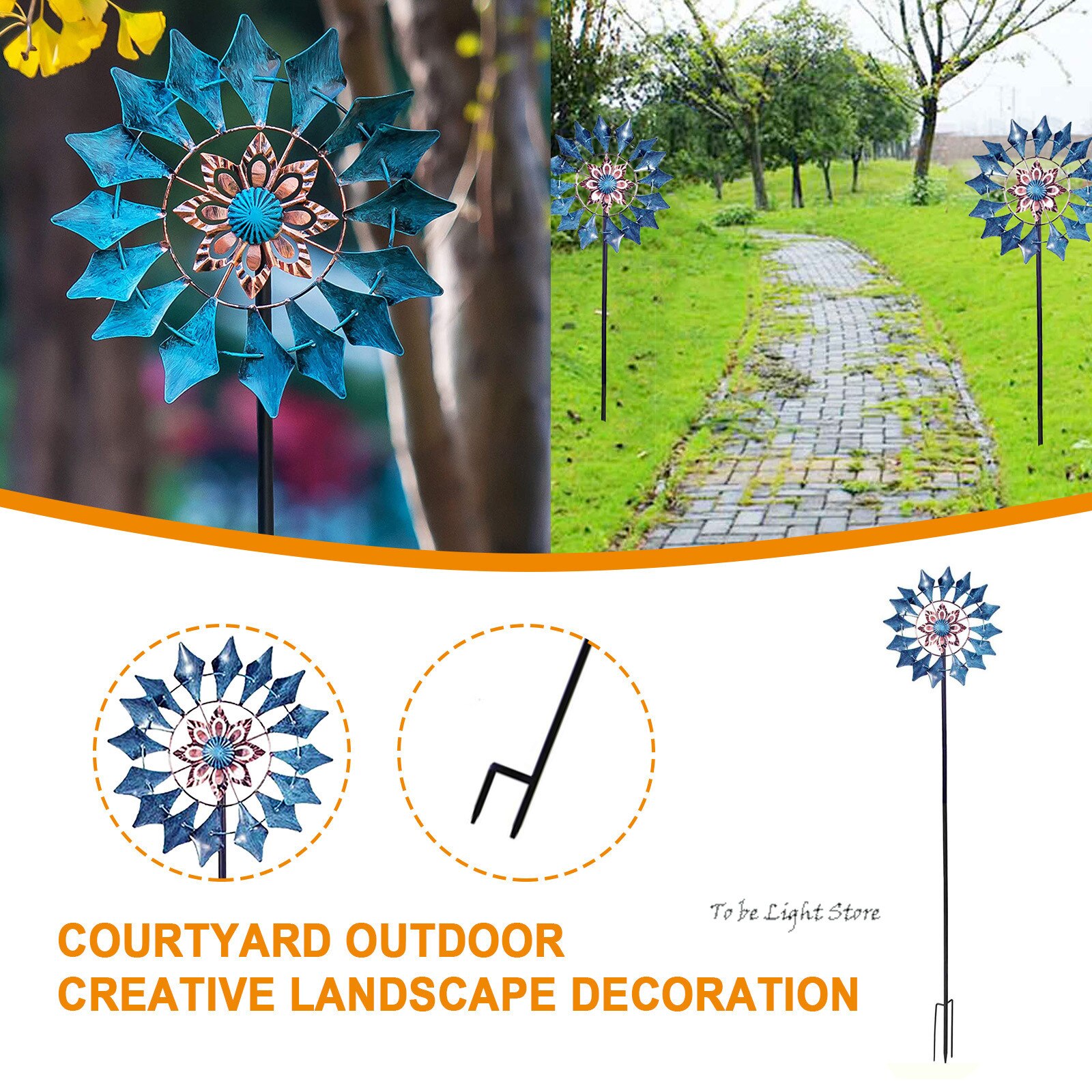Spinner de viento colgante para jardín, llama de Mandala, acero inoxidable 3D, giratorio fácil, para exterior