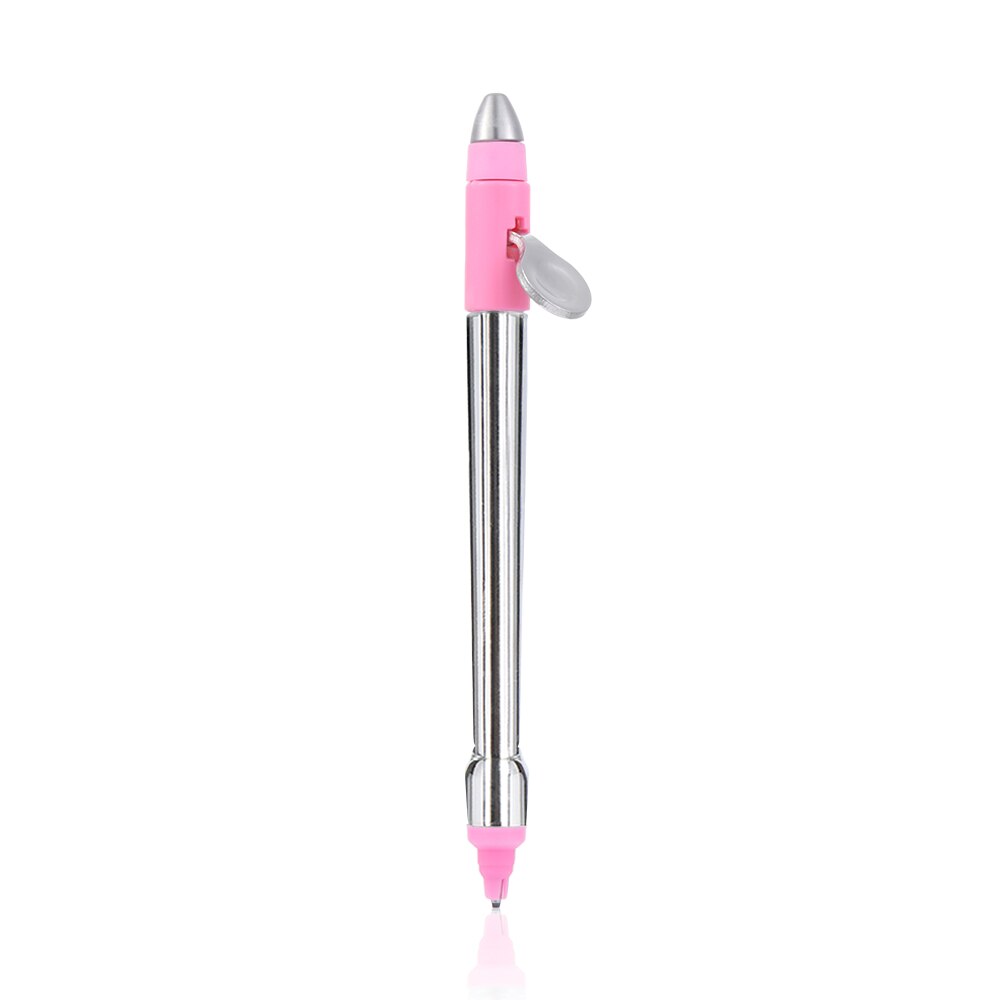 Acrílico duplo-cabeça broca ponto caneta pintura diamante ferramenta bordado acessórios multi-função ponto broca unha arte caneta: Pink Pen