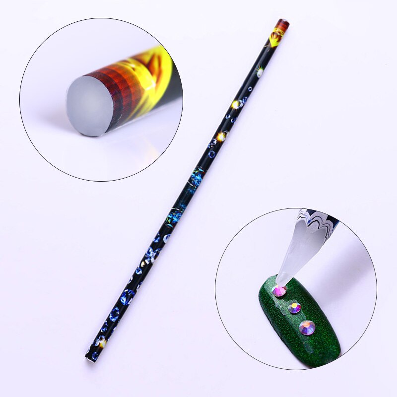 Nicole Dagboek Dual-Ended Puntjes Pen Nail Art Tool Rhinestone Studs Picker Wax Potlood Kristal Kralen Handvat