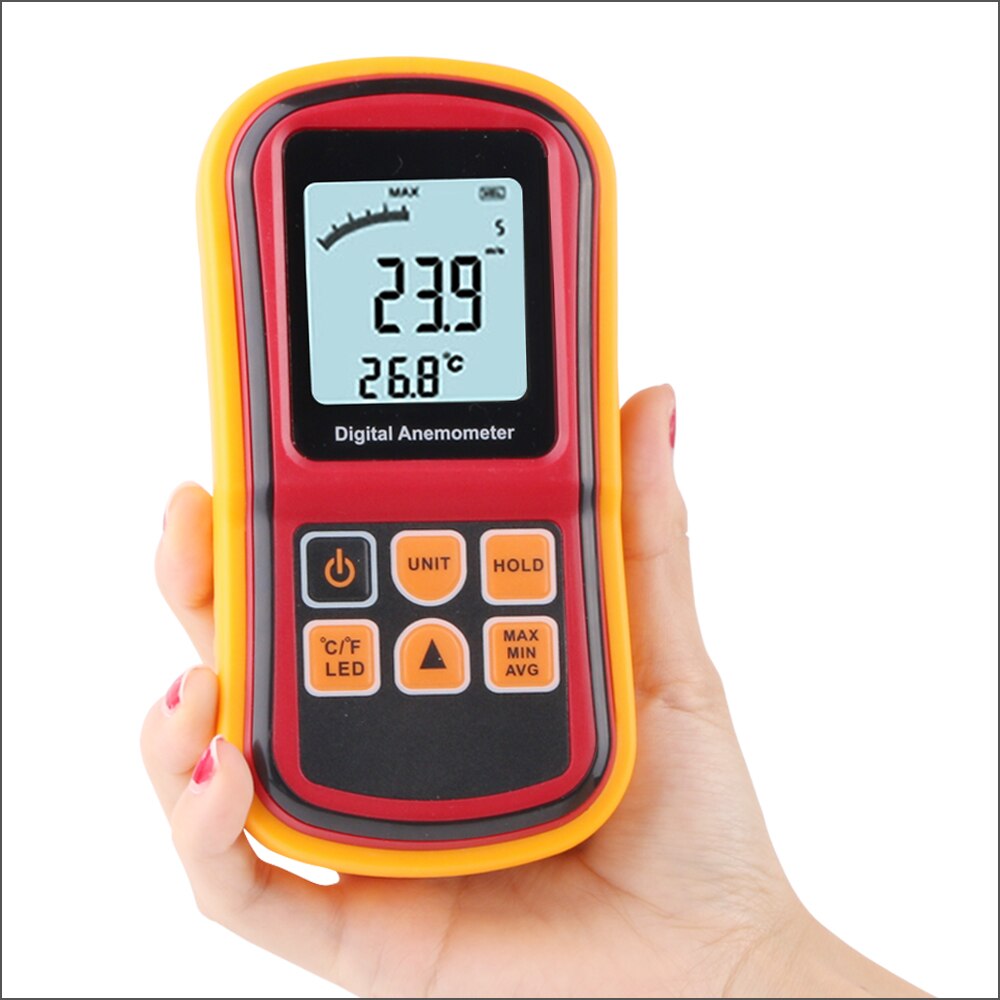 RZ Anemometer Wind Speed Meter Digital Wind Meter Handheld Digital Air Velocity Range 0.18-45m/s Wind Speedometer Sensor