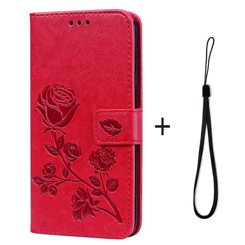 Caso di Vibrazione del Cuoio del raccoglitore Delle Donne per Cubote Nota 20 Del Telefono della Custodia per Armi per Carteira Cubot Nota20 6.5 Copertura Hoesje con tasca di carta: rosso Straps