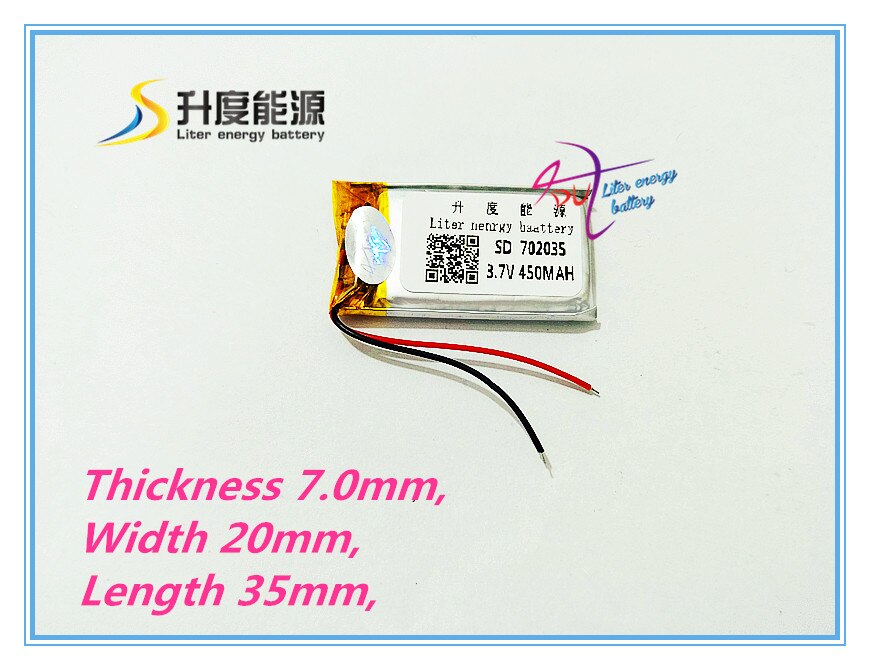 Size 702035 3.7V 450mah Lithium polymer Battery with Protection Board For MP4 GSP Digital Products