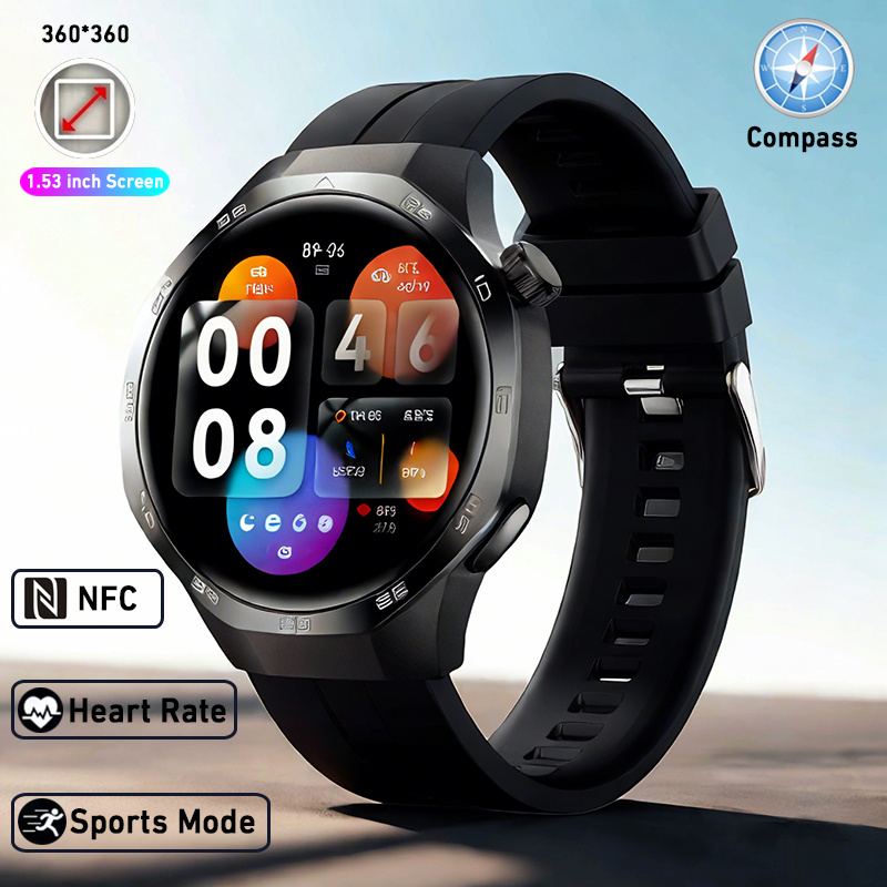 Smartwatch 2025 dla mężczyzn Huawei Kompas sportowy Na zewnątrz NFC Połączenie Bluetooth GPS Tętno Zdrowie Wodoodporny Smartwatch pogodowy