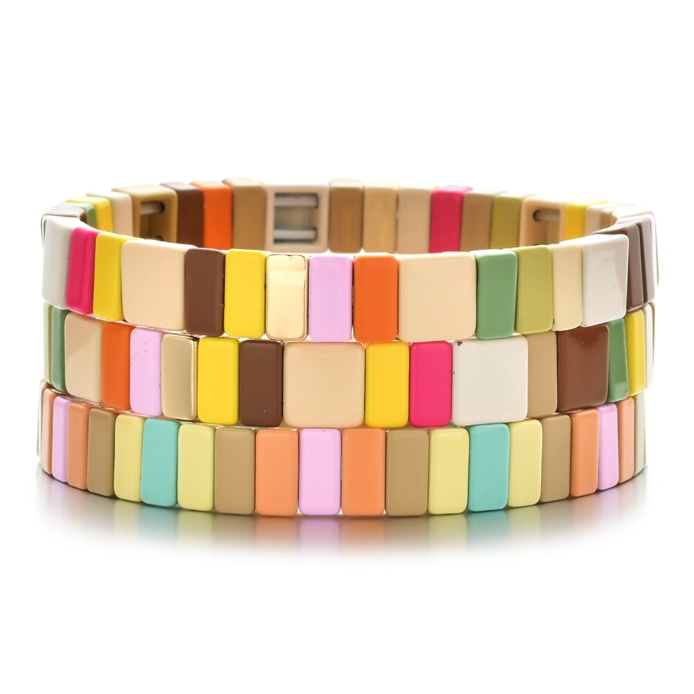 DIY Beads Enamel Tile Bracelet Pulseras Mujer Moda 2022 Bracelets Jewelry Women Bileklik Boho Rainbow Armband: A11