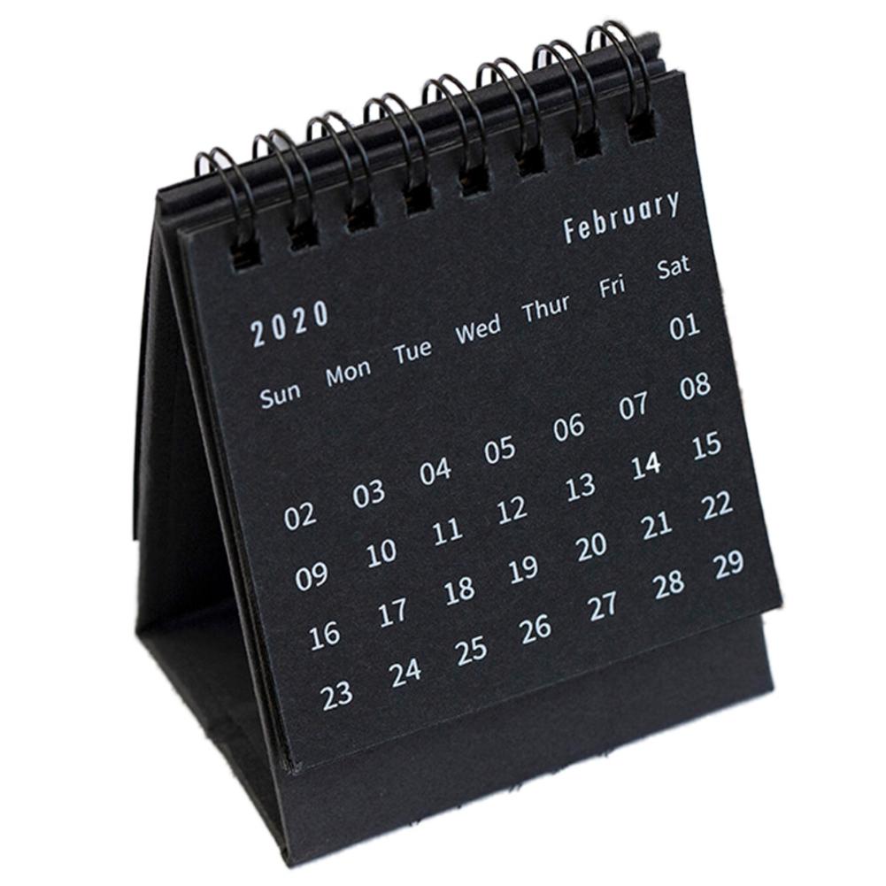 Simple Cute Mini Small Solid Color Desktop Calendar Coil Schedule Desk Table Dates Reminder Timetable Planner: Black