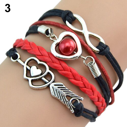 Retro cupidon flèche amour perles manchette Bracelet Faux cuir Style Simple Bracelet amoureux bijoux pour femmes brasalets: 3