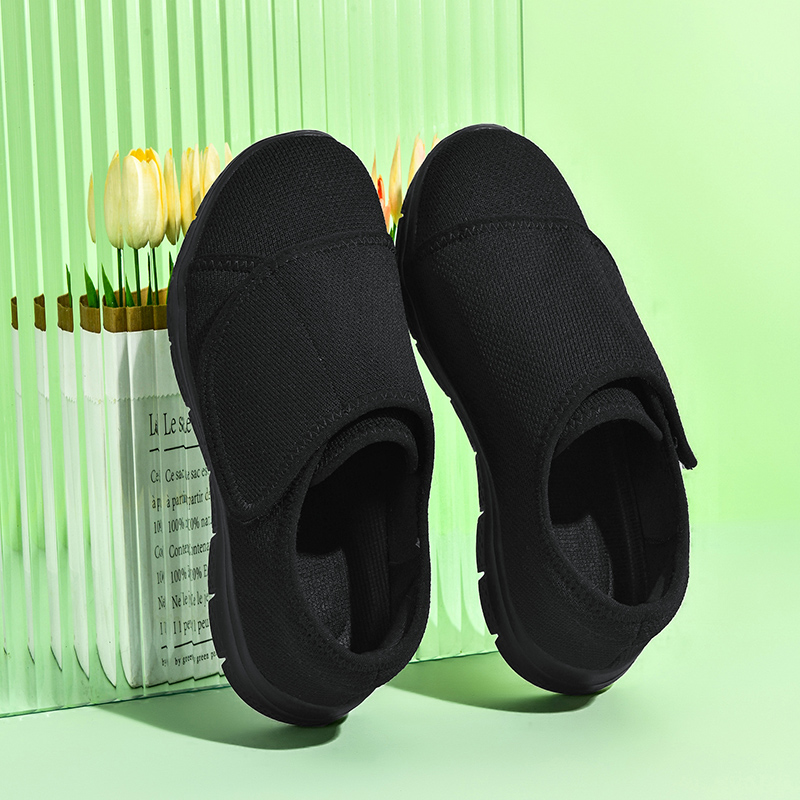 Vrouwen Orthopedie Brede Voeten Gezwollen Wandelen Casual Schoenen Duim Eversion Aanpassing Zachte Comfortabele Diabetische Man Schoenen Grote Maat: Black / 35