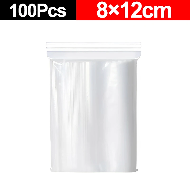 100Pcs Transparent Plastic Sealing Bag Reusable Sealed Bags Food Storage Vacuum Fresh Packing Pouch Jewelry Organizer Zip Bag: Yellow