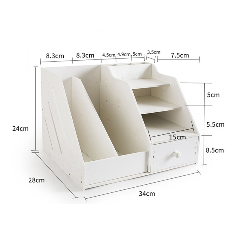 Multi Use Desktop Stationery Organizer Box With Document File Book Stand and Pen Holder Drawer Rack for Memo Note Pad