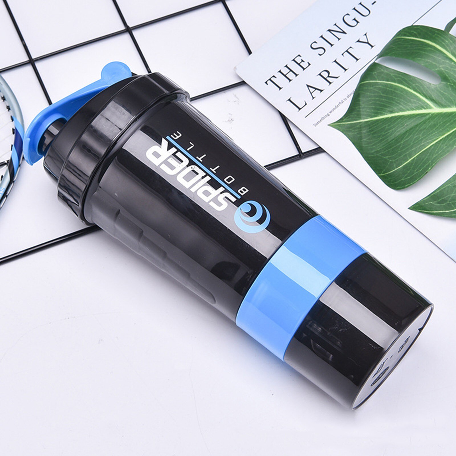 BLANK Shaker Bottles for Protein Mixes - 28oz Protein Shaker Bottle - Blank special easy grip drink shaker cup for easy: Blue 