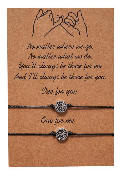 2 Pcs Pinky Promise Bracelets Friendship Couple Distance Matching Bracelet for Best Friend Teen Jewelry