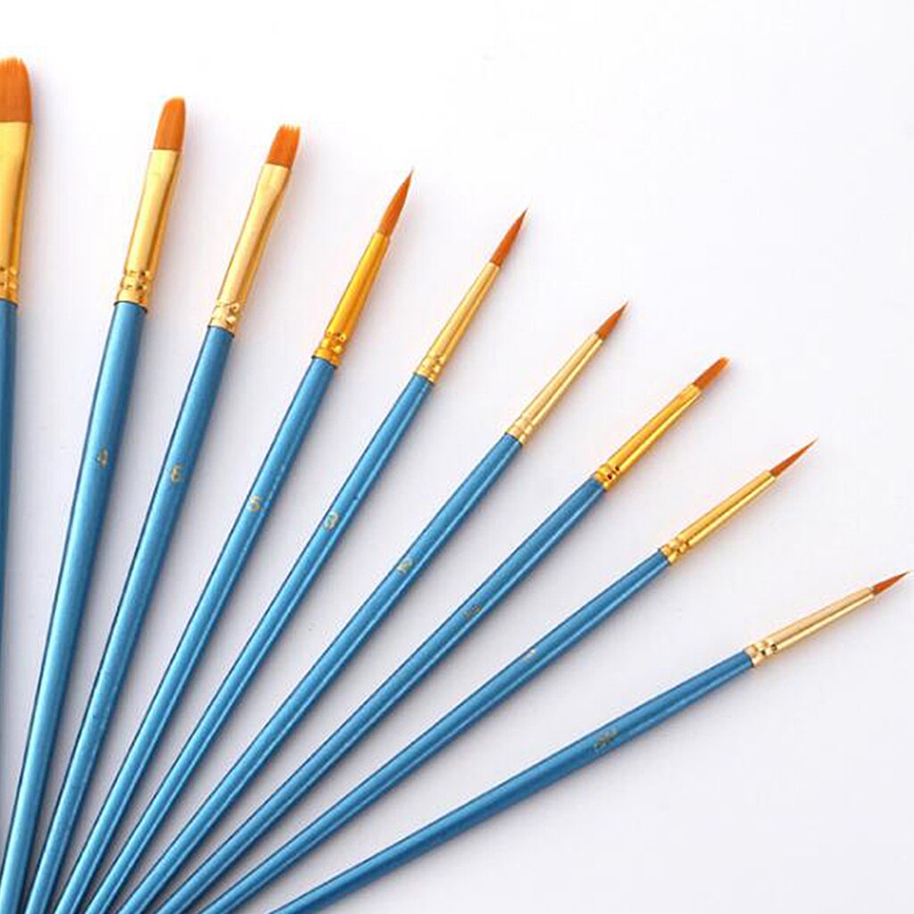10Pc Artist Paint Brushes Set Acrylic Oil Watercolour Painting Craft Palette