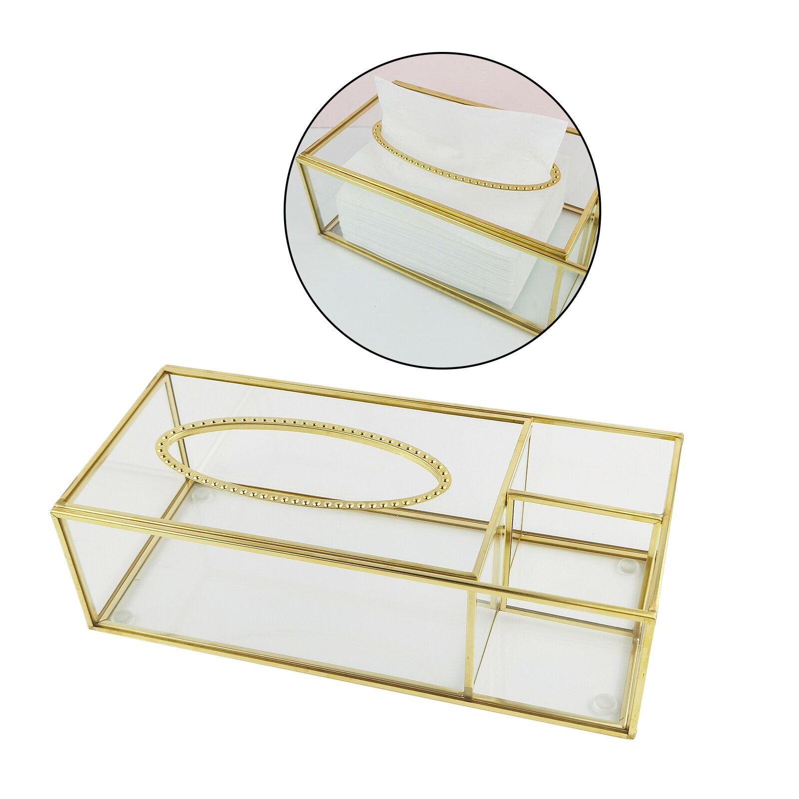 Rectangular Clear Glass Paper Tissue Box, Decorative Glass Napkin Storage Box, Facial Tissue Holder for Bedroom, Home Decor