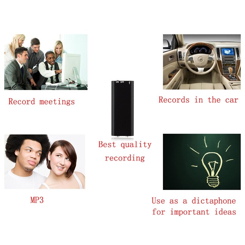 8G Recorder, USB2.0 Multifunctionele Voice Recorder,3 In1 Mini Recorder + MP3 Speler + Usb Memory Disk