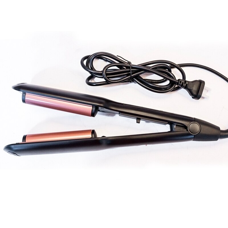 Curling Tongs Wand Deep Waver For Waves Curling Iron Tourmaline Ceramic 2 Barrel Hair Styler Volume Styling Tools: Black EU
