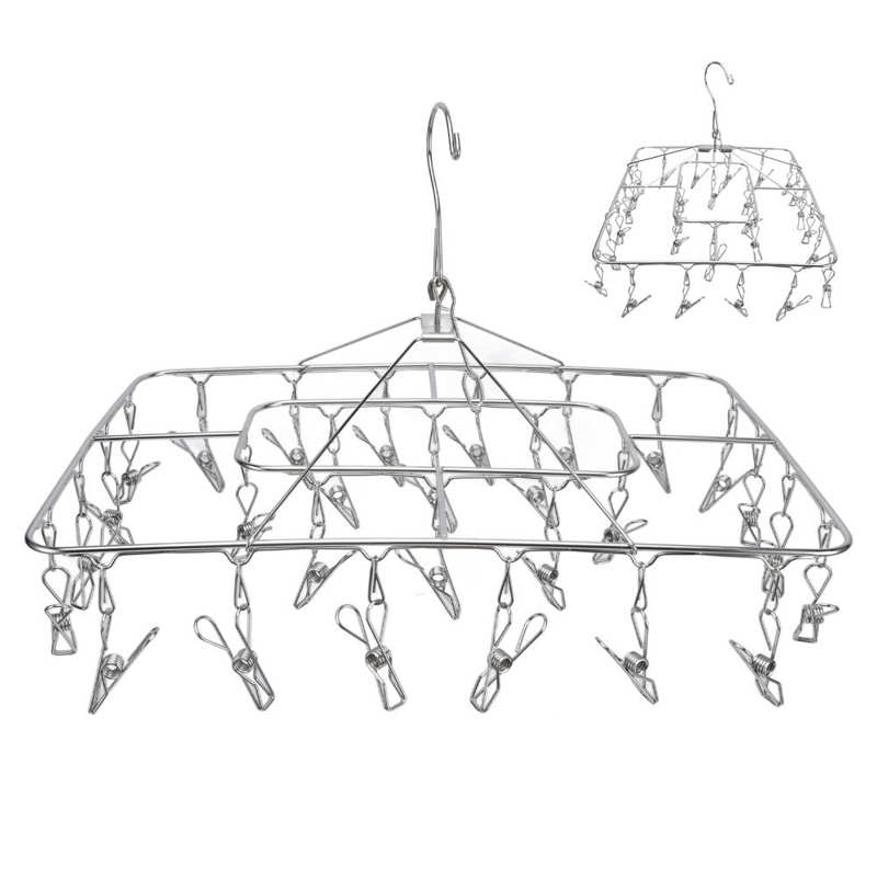 Sock Drying Rack Multifunctional Foldable High Strength Easy Open Drying Rack with 28 Clips for Baby Diapers