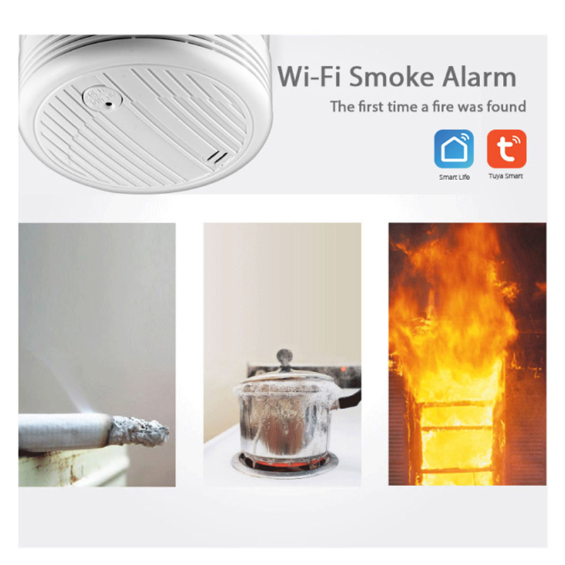 Wifi indipendente Tuya sensore rilevatore di fumo intelligente 85DB allarme rilevatore di fumo antincendio Wifi protezione antincendio allarme di sicurezza domestica nuovo