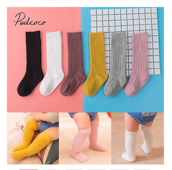 Brand Populaire baby peuter katoen knie hoge kousen warm kousen Solid Candy Kleur Rib Leggings Warmer 0-3Y