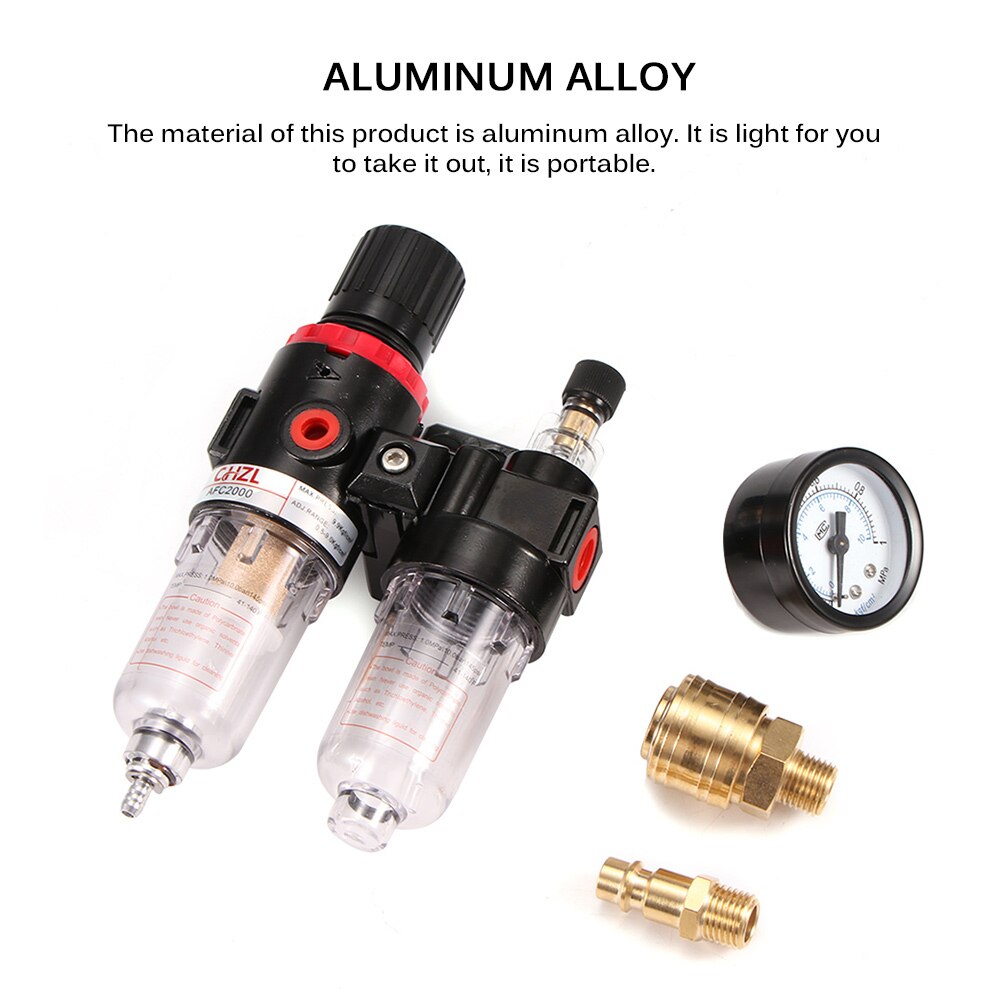 Allomn luftkompressor filter regulator gauge trap olie / vand filter luft separator trykregulator airbrush kompressor