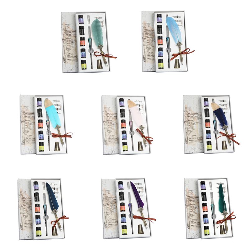 1 Set Vintage Kalligrafie Veer Dip Pen Fontein Schrijven Inkt Nib Briefpapier