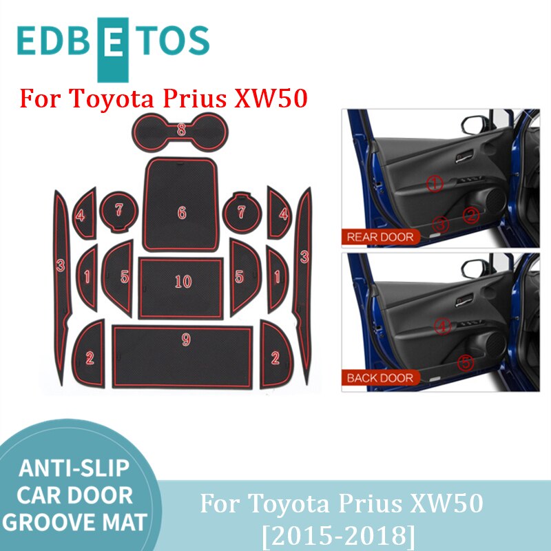 Door Gate Slot Mats Door Mats Fit For Toyota Prius 50 XW50 Center Console Liner Accessories, Non-Slip Anti-Dust Mats