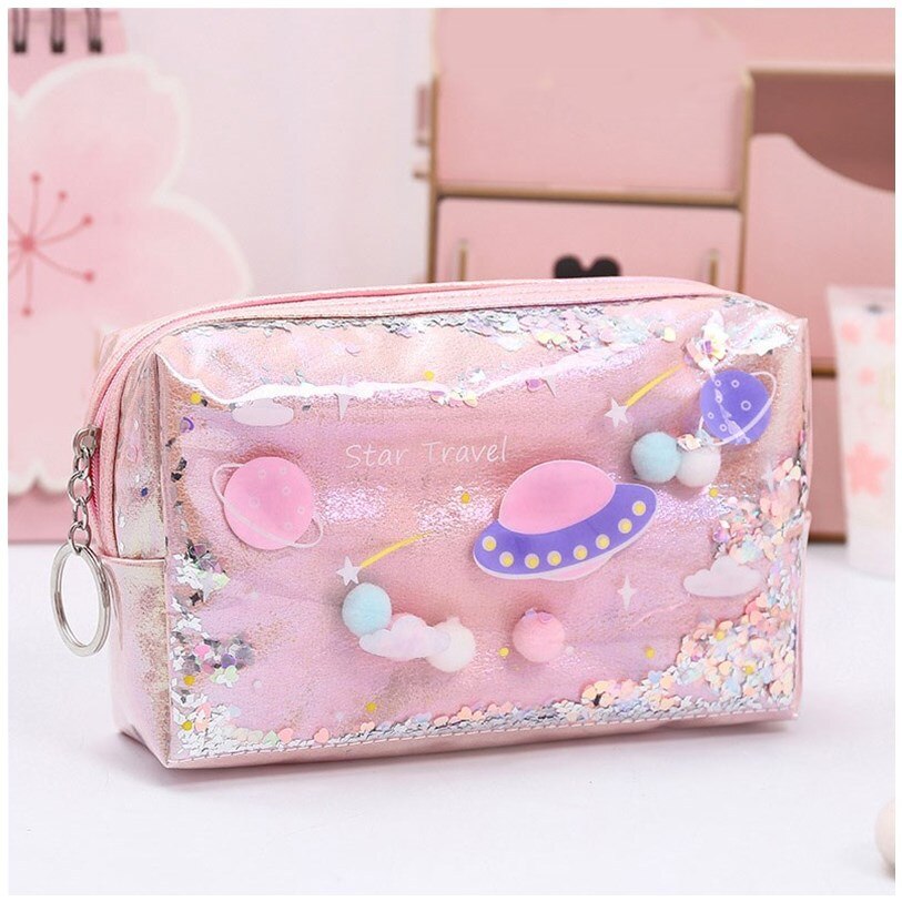 Star Pencil Case Glitter Large Capacity Pencilcase School Pen Makeup Case Supplies Pencil Bag School Box Pencil Pouch Stationery