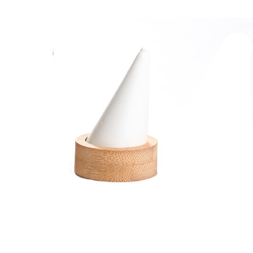 Bamboo White PU Fingertip Oblique Cone Ring Display Stand Case Ring Holder Jewelry Display Stand Ring Showcase Storage