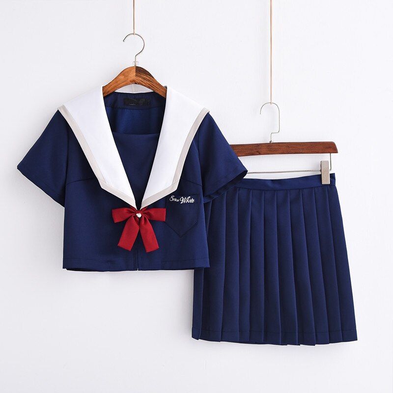 Meisjes schooluniform met lange mouwen, witte sneeuw, jk-uniform, japanse zachte schoolkleding, matrozenuniform met lange mouwen, d --0192