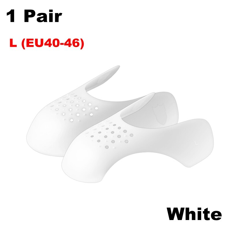 Protector de pliegues para zapatos, antiarrugas, soporte para la punta del pie, Protector ligero para mantener las zapatillas, 2 piezas: White- L(EU40-46)