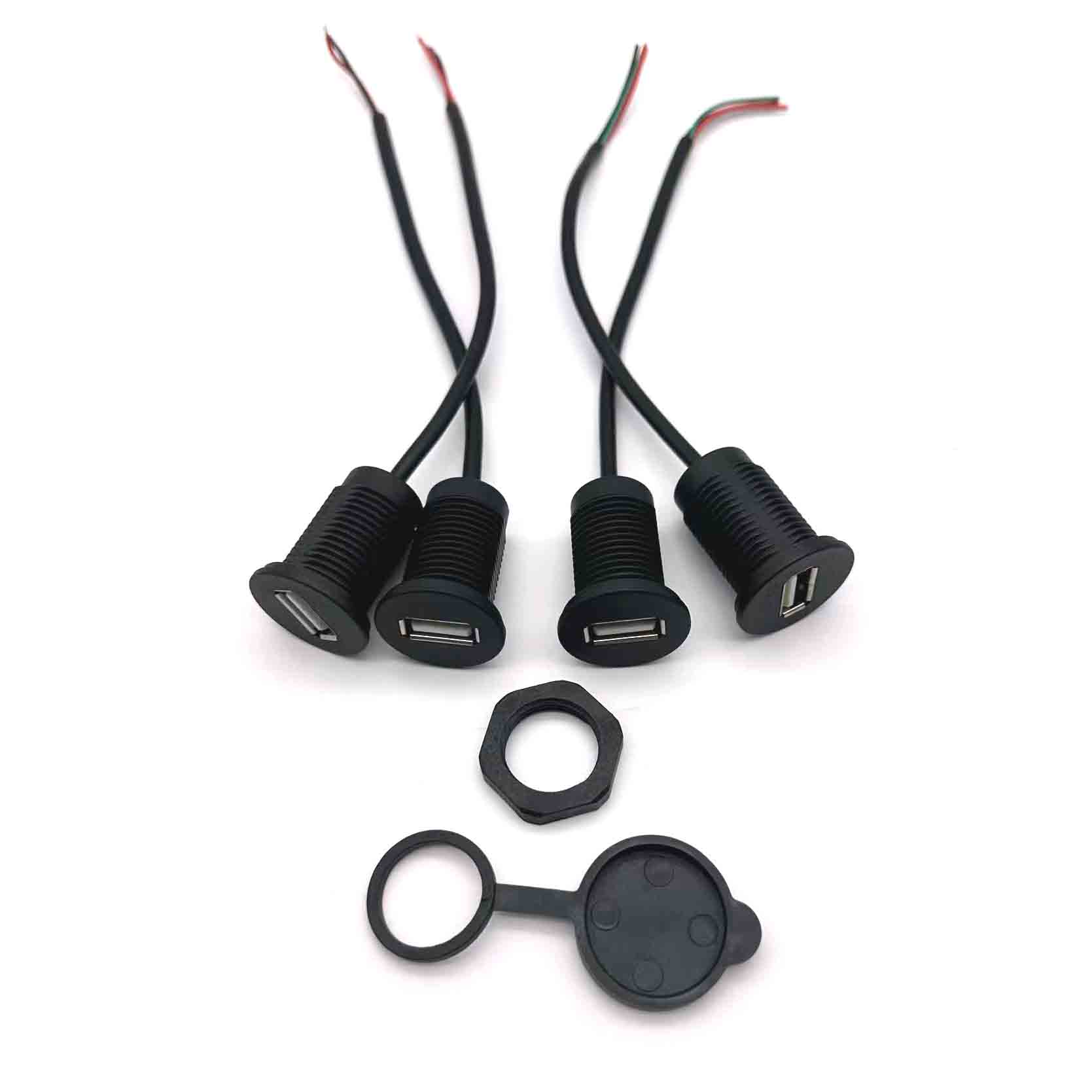 USB waterproof connector with M18 nut female socket 3A high current fast charging socket USB charger socket