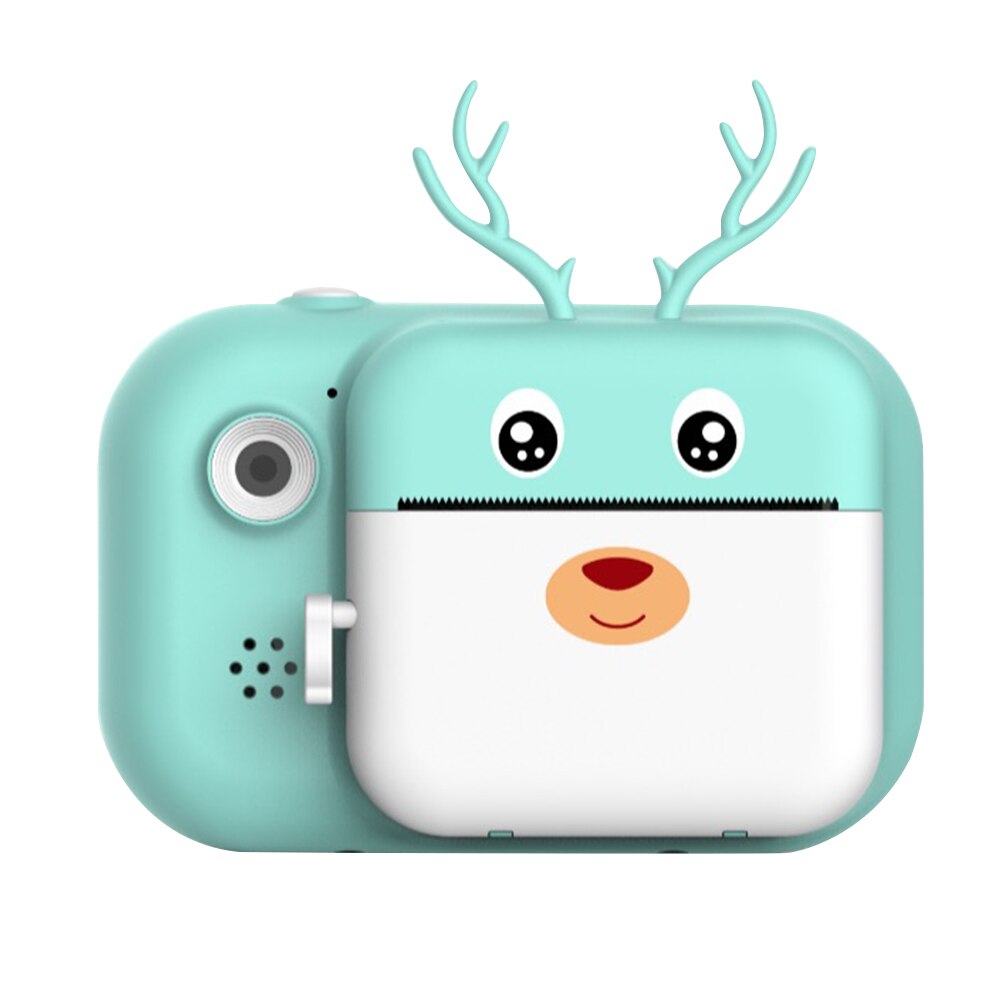16G Cute Antler USB Rechargeable Selfie Photography 2.4inch Screen Birthday For Kids Instant Print Camera Mini Portable