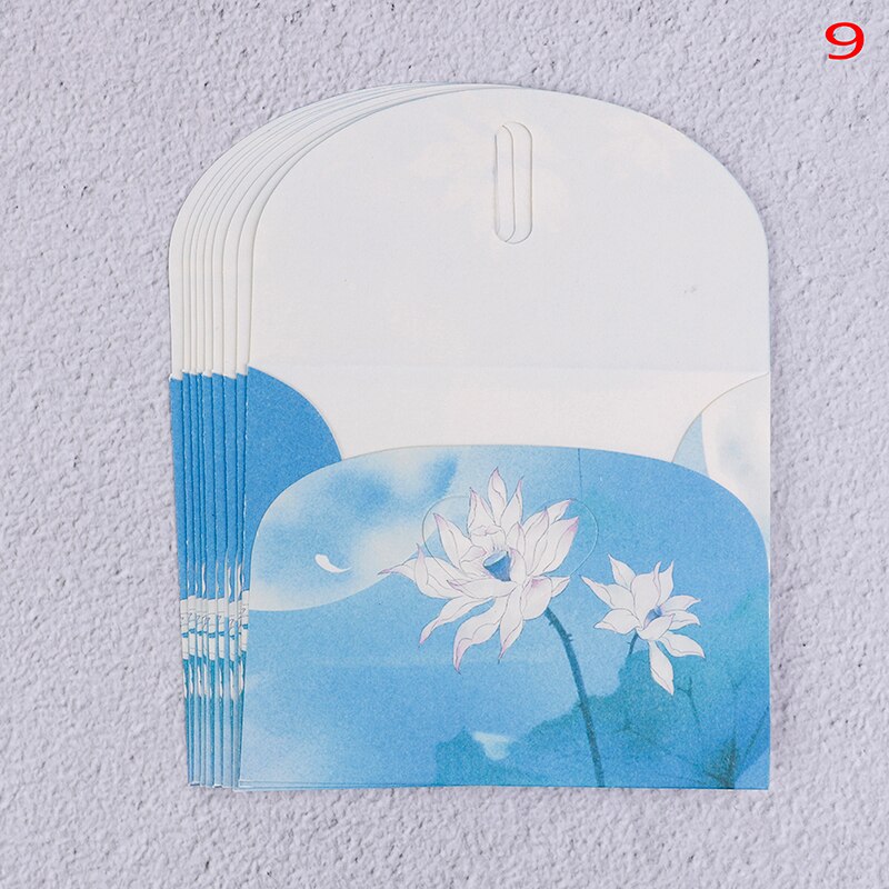 10 juegos de Sobres de papel con flores estilo chino clásico para cartas, papelería creativa, tarjetas postales de papel, tarjetas de papel, álbumes de recortes: N9