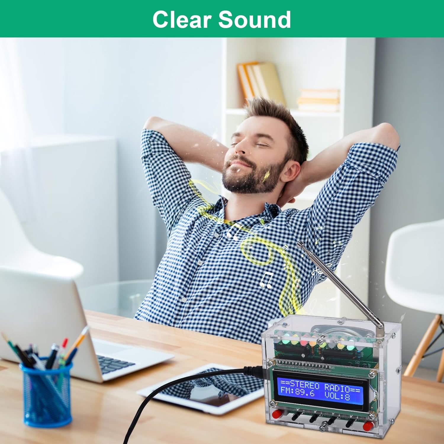 FM Radio DIY Kit Soldering Projects Radio with LED Flashing Lights FM 87-108MHz Soldering Practice Kit DIY Radio for LearninG