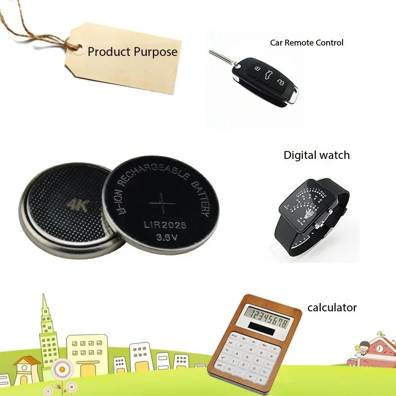 100 Stück LIR2032 praktisch wiederaufladbare Batterie 2032 Lithium-Aufladung kann 3,6 V 40 mAh CR2032 für Uhren-Münzbatterie ersetzen