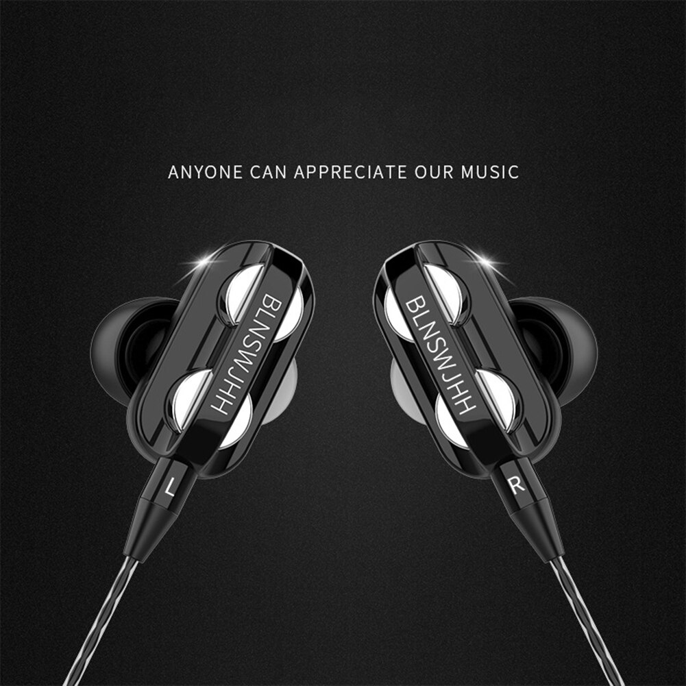 Wired Dual Drivers 4 Eenheden Zware Bas In-Ear Hifi Muziek Oortelefoon Universele 3.5 Mm In-Ear Sport oortelefoon Met Microfoon