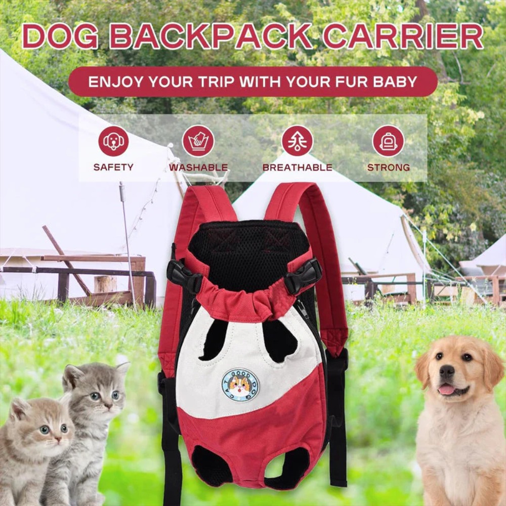 Mochila portátil para exteriores para perro y gato, mochila de transporte para mascotas, transpirable, frontal para el pecho, suministros para cachorros pequeños y medianos