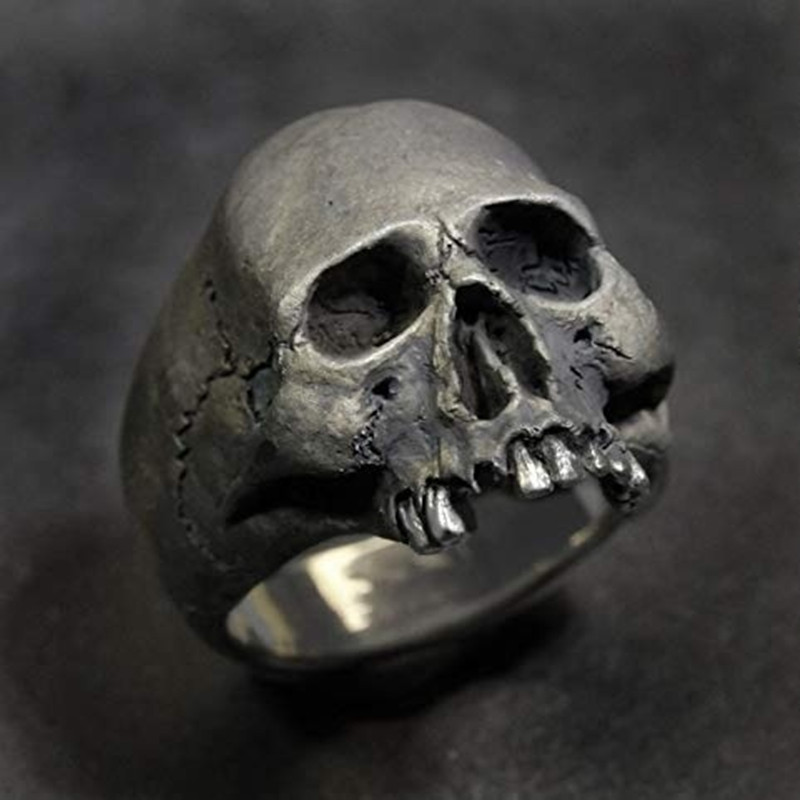 Fdlk Vintage Zinklegering Schedel Zilver Kleur Ring Mens Skull Biker Rock Roll Gothic Punk Sieraden Ring